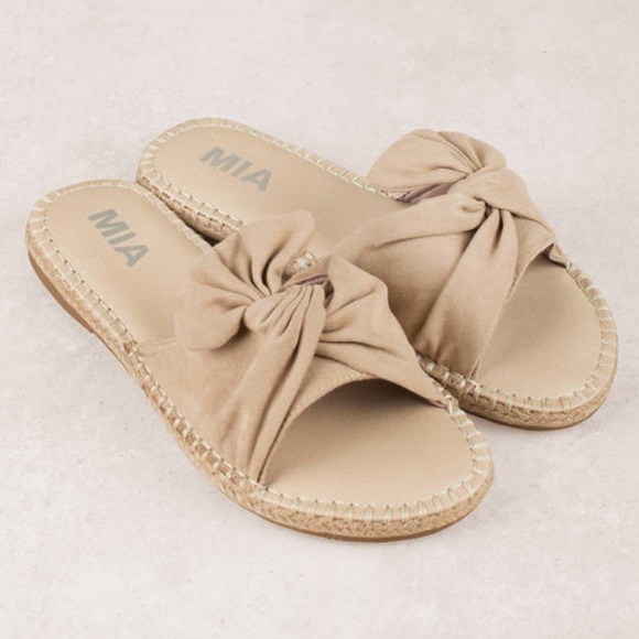 NIB Perfect Nude Bow Espadrille Slide Sandals - Picture 5 of 8